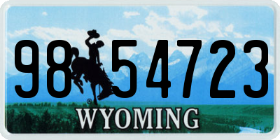 WY license plate 9854723