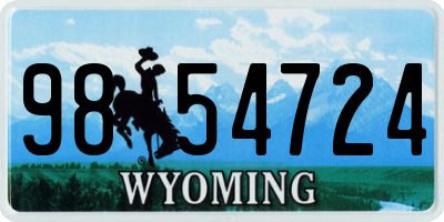 WY license plate 9854724