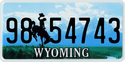 WY license plate 9854743