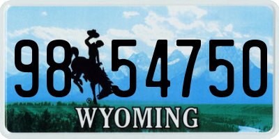 WY license plate 9854750
