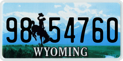 WY license plate 9854760