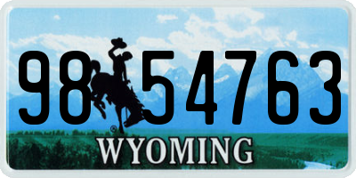 WY license plate 9854763