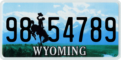 WY license plate 9854789