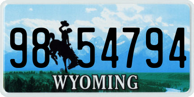 WY license plate 9854794