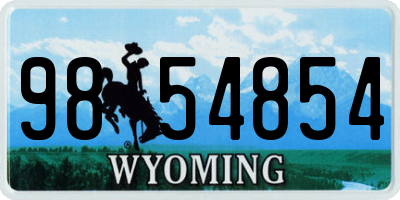 WY license plate 9854854