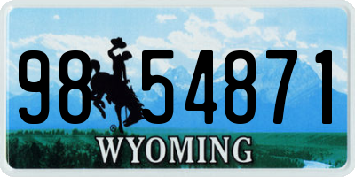 WY license plate 9854871