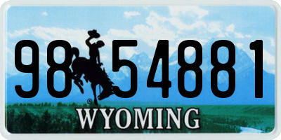 WY license plate 9854881