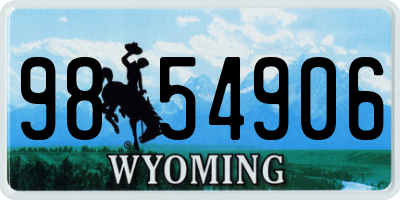 WY license plate 9854906