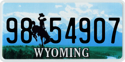 WY license plate 9854907
