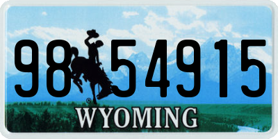 WY license plate 9854915