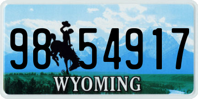 WY license plate 9854917