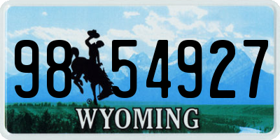 WY license plate 9854927
