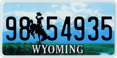 WY license plate 9854935