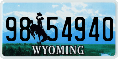 WY license plate 9854940