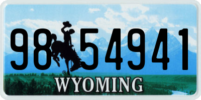 WY license plate 9854941