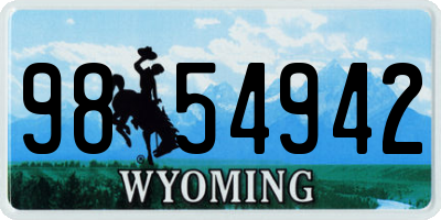 WY license plate 9854942