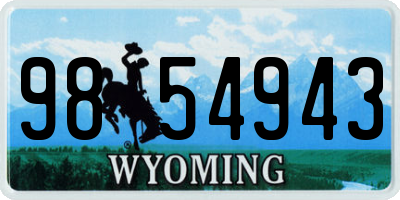 WY license plate 9854943
