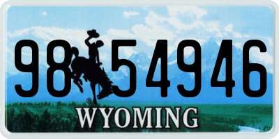 WY license plate 9854946