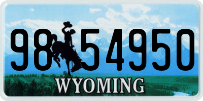 WY license plate 9854950