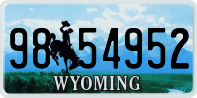 WY license plate 9854952
