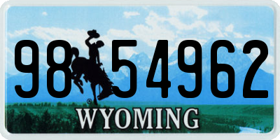 WY license plate 9854962