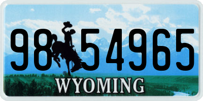 WY license plate 9854965