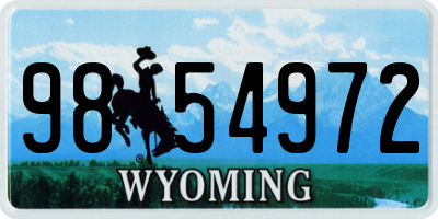 WY license plate 9854972