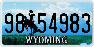WY license plate 9854983