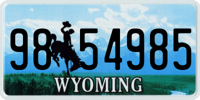 WY license plate 9854985