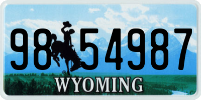 WY license plate 9854987