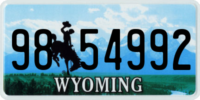 WY license plate 9854992