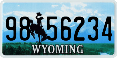 WY license plate 9856234