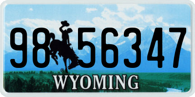 WY license plate 9856347