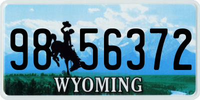 WY license plate 9856372