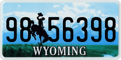 WY license plate 9856398