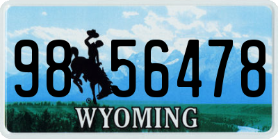 WY license plate 9856478