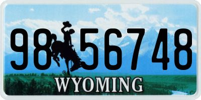 WY license plate 9856748