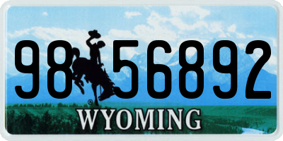 WY license plate 9856892
