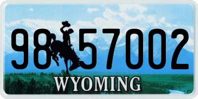 WY license plate 9857002