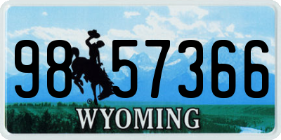 WY license plate 9857366