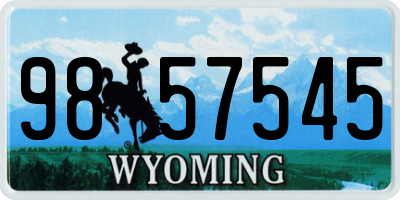 WY license plate 9857545
