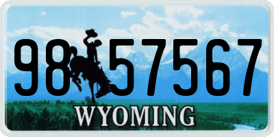 WY license plate 9857567