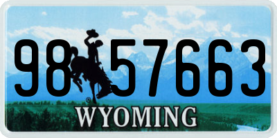 WY license plate 9857663
