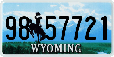 WY license plate 9857721