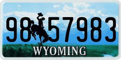WY license plate 9857983