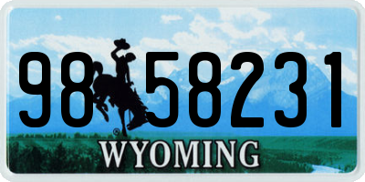 WY license plate 9858231