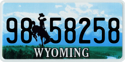 WY license plate 9858258