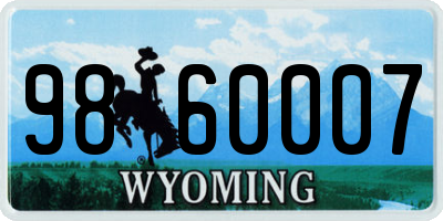WY license plate 9860007