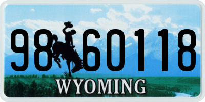 WY license plate 9860118