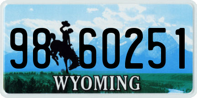WY license plate 9860251